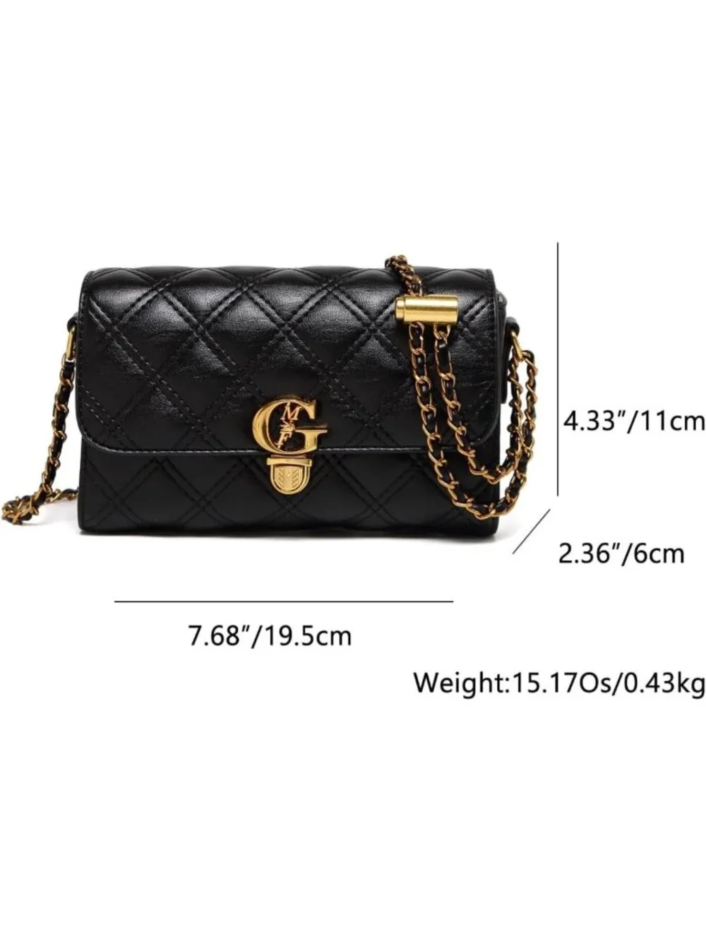 Quilted Mini Crossbody Bag with Gold Chain Strap & Top Handle Wallet - Small